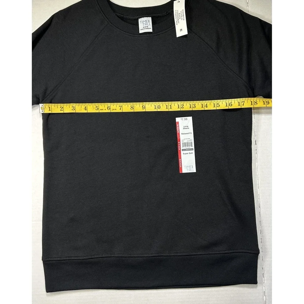 Time and Tru Sweatshirt Kids Size Small Crewneck Black Fleece Long Sleeve‎ NWT